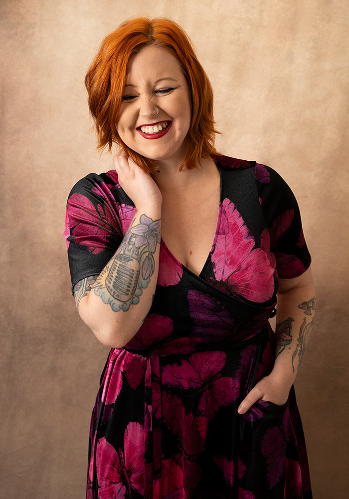 Farasha Butterfly Printed Velour Swing Dress