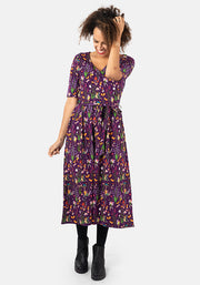 Fauna Fairy Garden Print Cotton Midi Dress