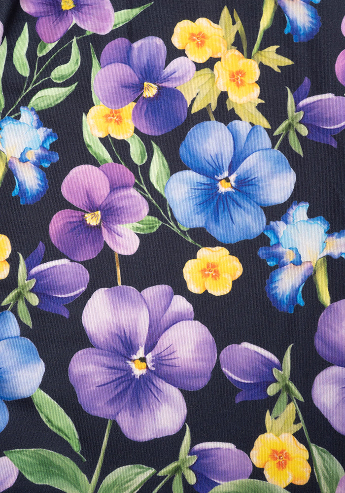Second angle of February Birth Flower Violet Print Dress