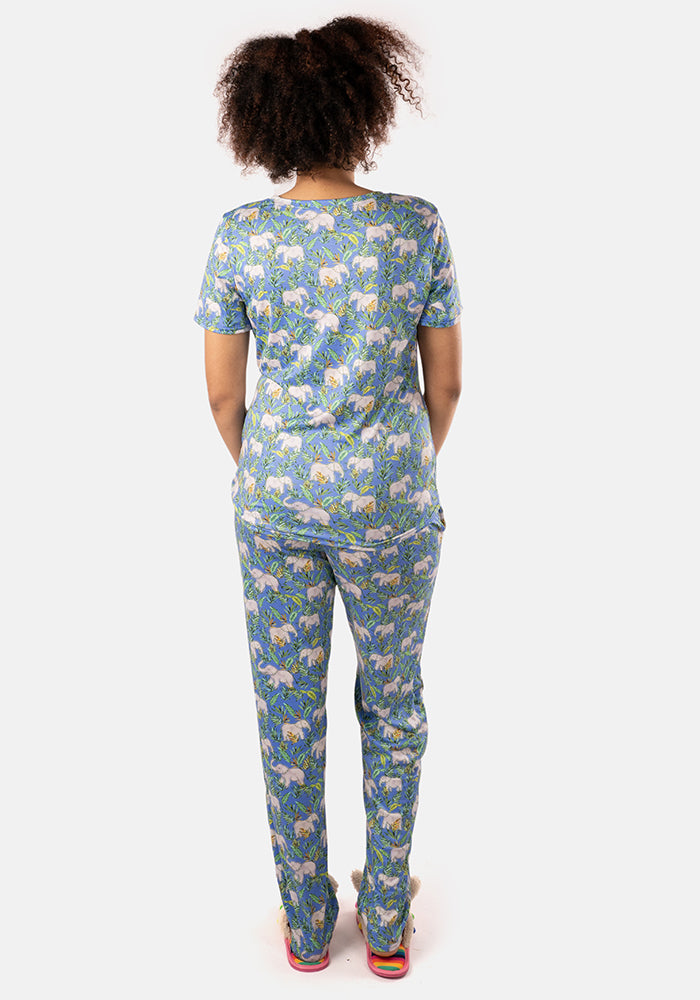 Fenella Wandering Elephants Print Pyjama Set