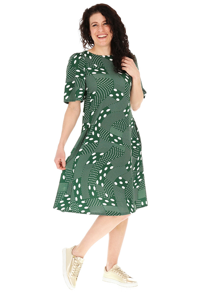 Fifth angle of Fernabel Multi Spot Print Jersey Trapeze Dress
