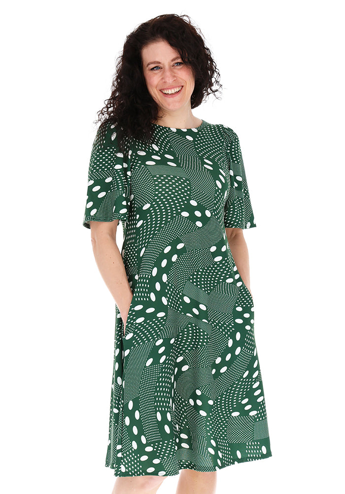 Sixth angle of Fernabel Multi Spot Print Jersey Trapeze Dress