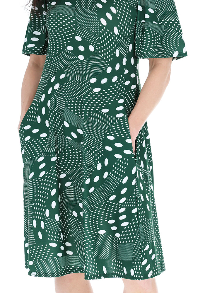 Fourth angle of Fernabel Multi Spot Print Jersey Trapeze Dress