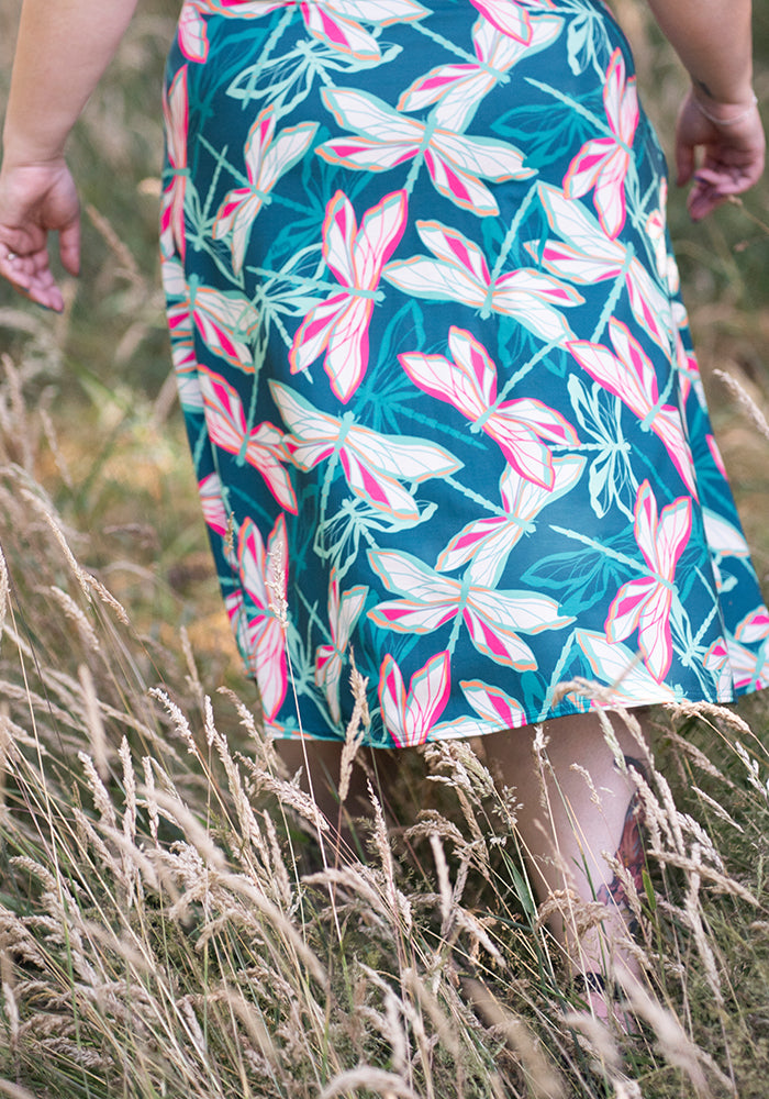 Ffion Layered Dragonfly Print Midi Dress