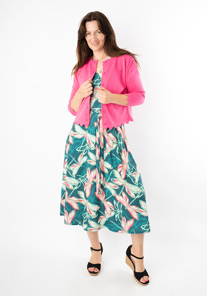 Fourth angle of Ffion Layered Dragonfly Print Midi Dress