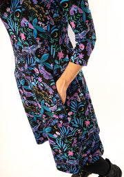 Fienna Mystical Moths Print Cotton Trapeze Dress