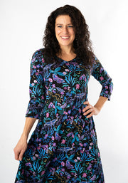 Fienna Mystical Moths Print Cotton Trapeze Dress