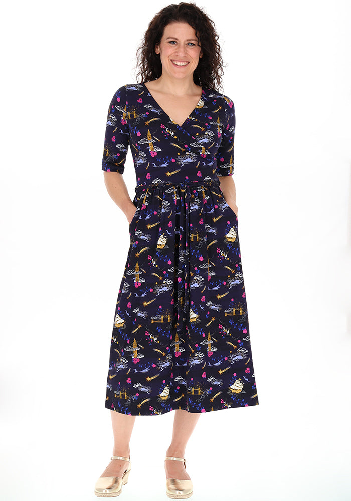 Finna Magical Story Print Cotton Midi Dress