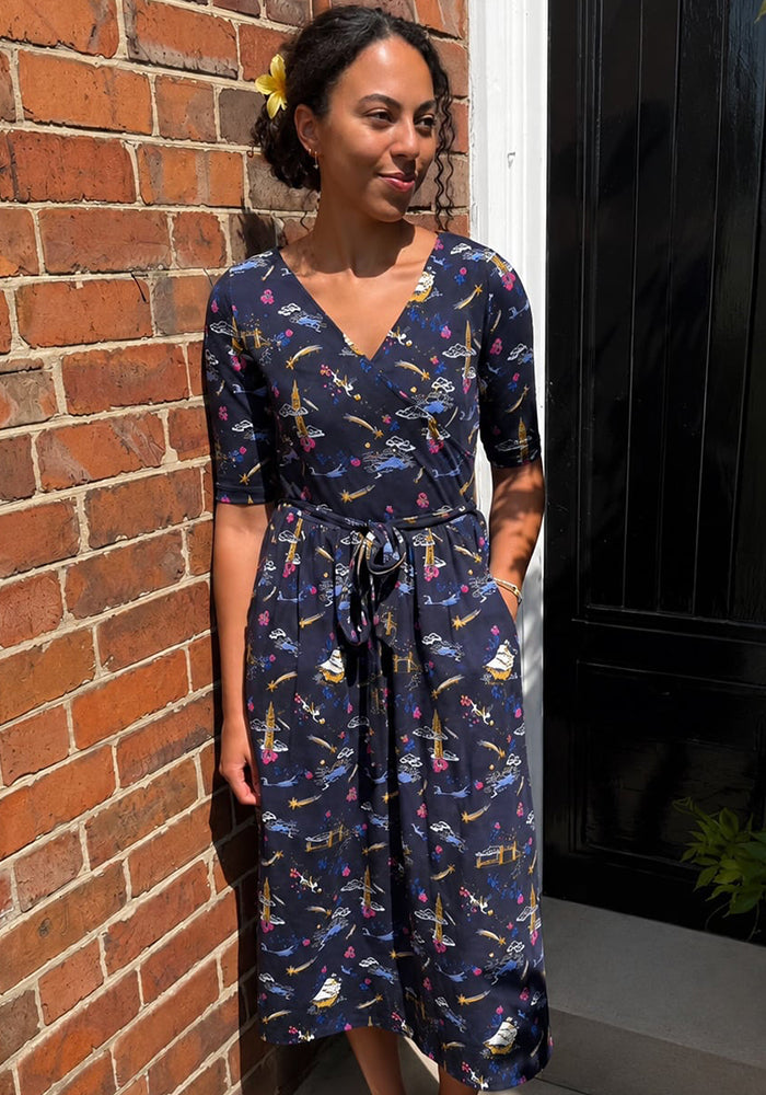 Finna Magical Story Print Cotton Midi Dress