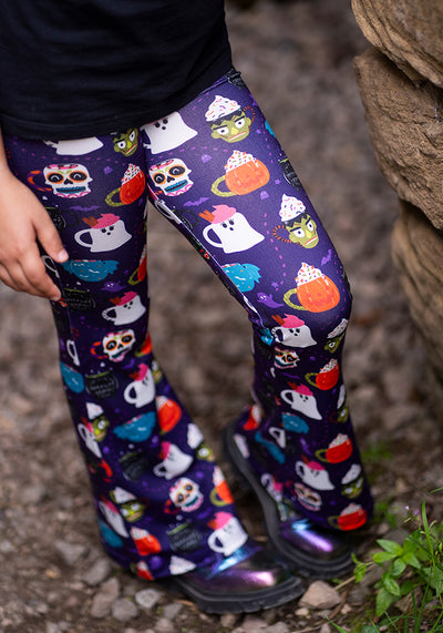 Halloween Mug Print Children's Flare Leggings
