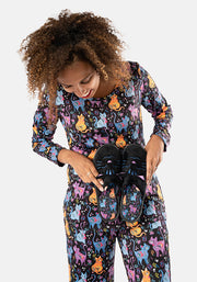 Fleuri Kitty Floral Print Pyjama Set