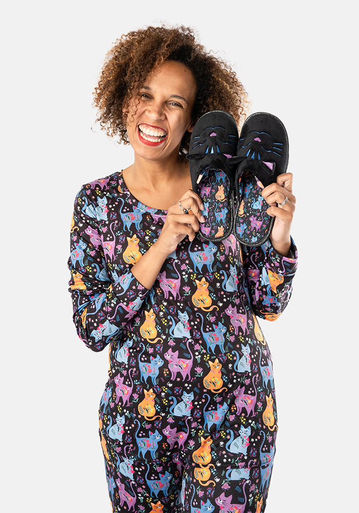 Fleuri Kitty Floral Print Pyjama Set