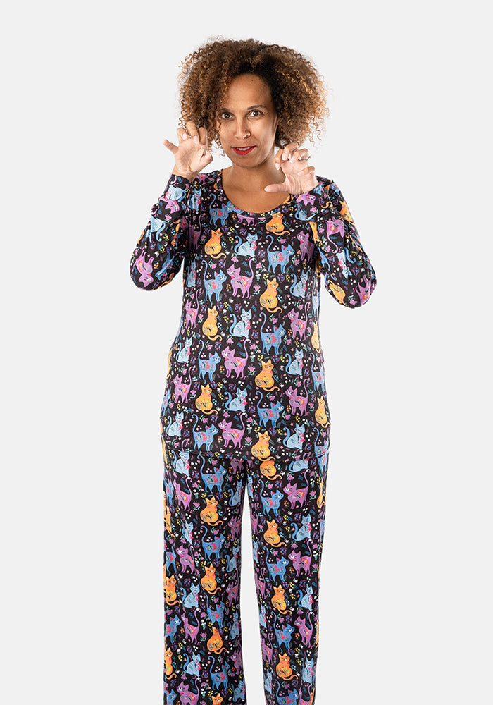 Fleuri Kitty Floral Print Pyjama Set