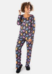 Fleuri Kitty Floral Print Pyjama Set