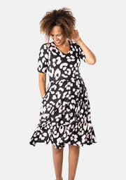 Flo Large Animal Print Tiered Hem Dress