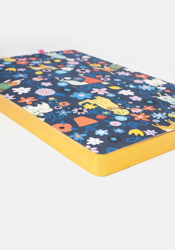 Fifth angle of Cute Floral Dog Print Notebook - Colourful Quirky Journal Gift