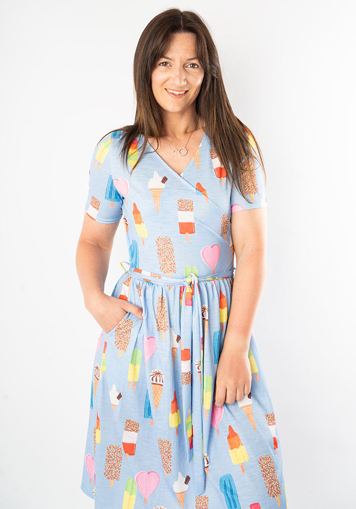 Front view of Floss Ice Cream &amp; Lolly Print Dress