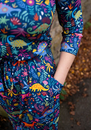 Flossie Dinosaur Print Blouson Dress