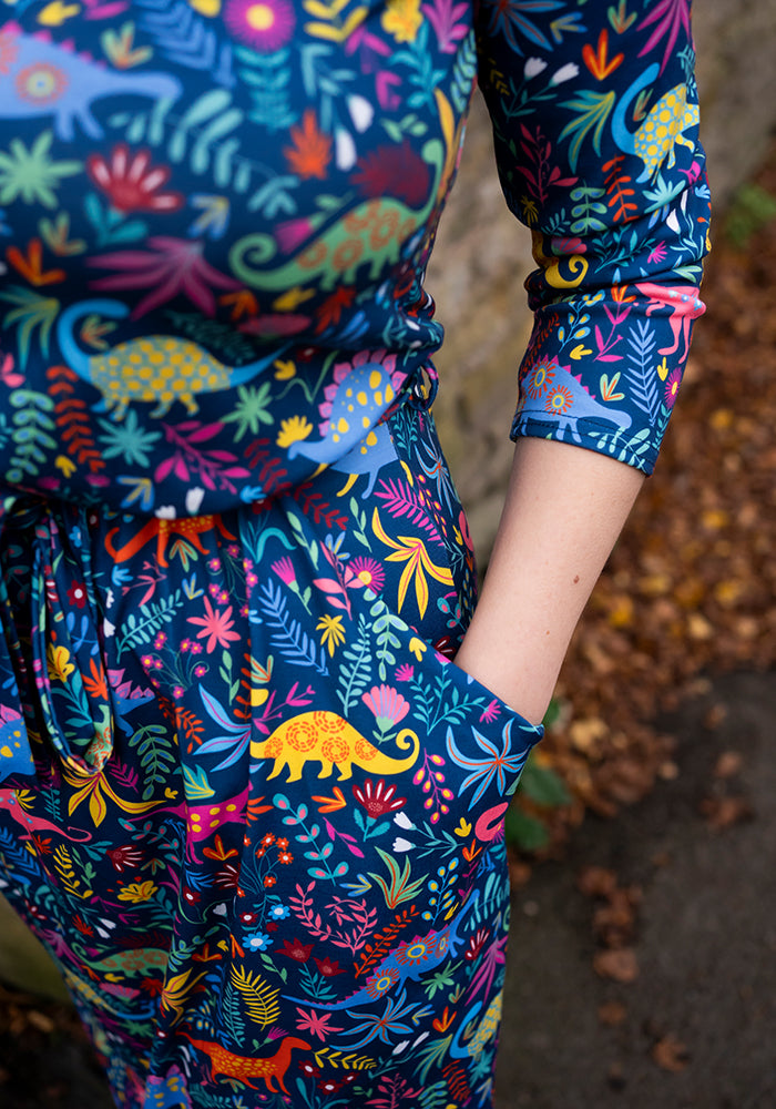 Flossie Dinosaur Print Blouson Dress