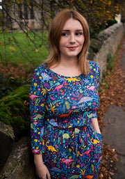 Flossie Dinosaur Print Blouson Dress