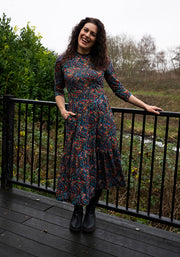 Flyn Paisley Print Tiered Hem Midi Dress