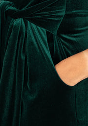Forest Bottle Green Velvet Dress
