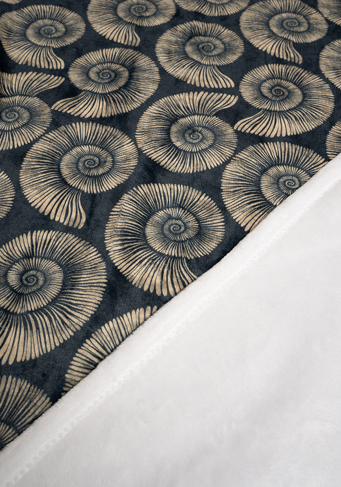 Pop-under Fossil Print Plush Blanket