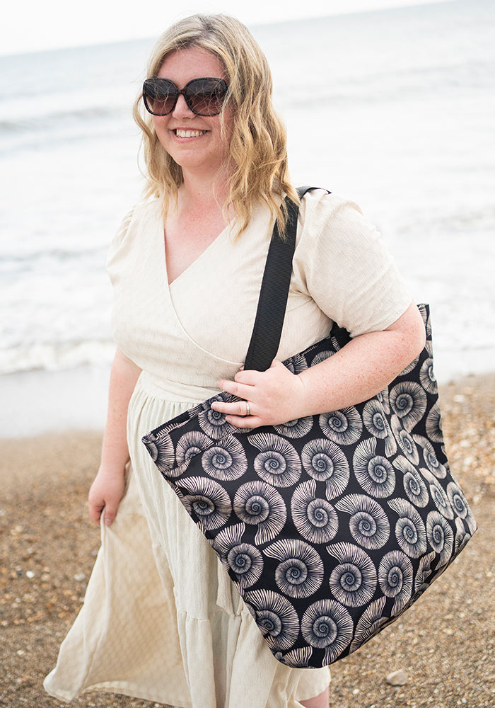 Fourth angle of Fossil Print Beach Bag