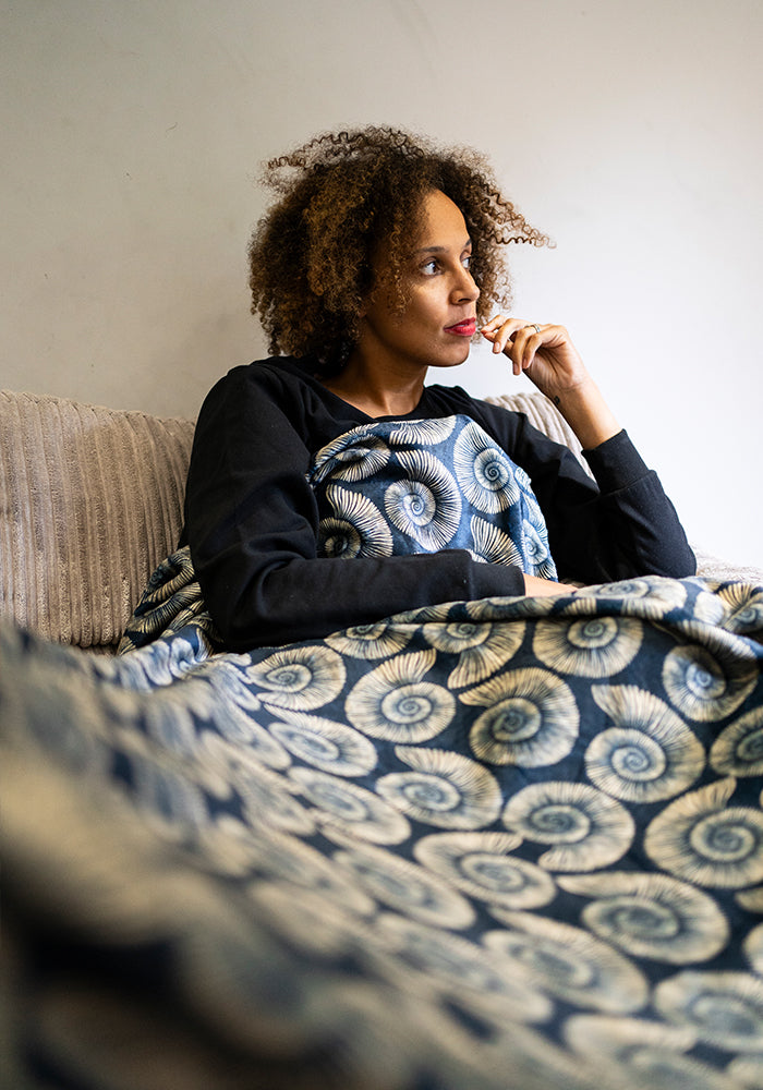 Pop-under Fossil Print Plush Blanket