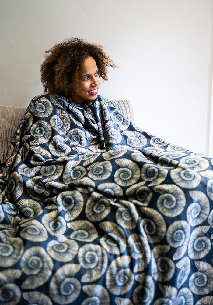 Pop-under Fossil Print Plush Blanket