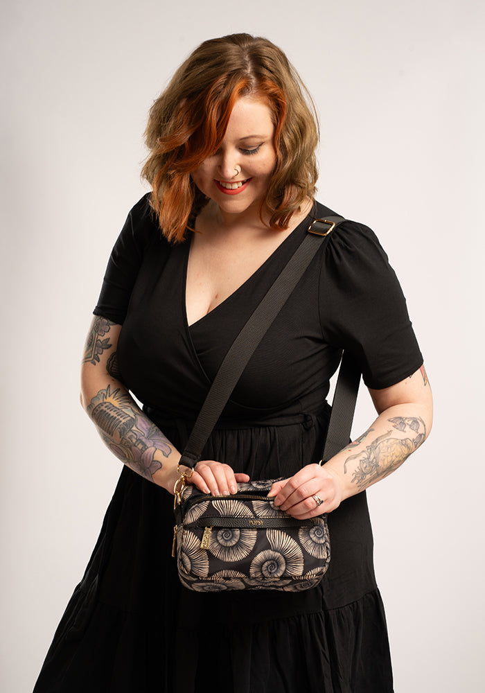 Fossil Print Cross Body Bag