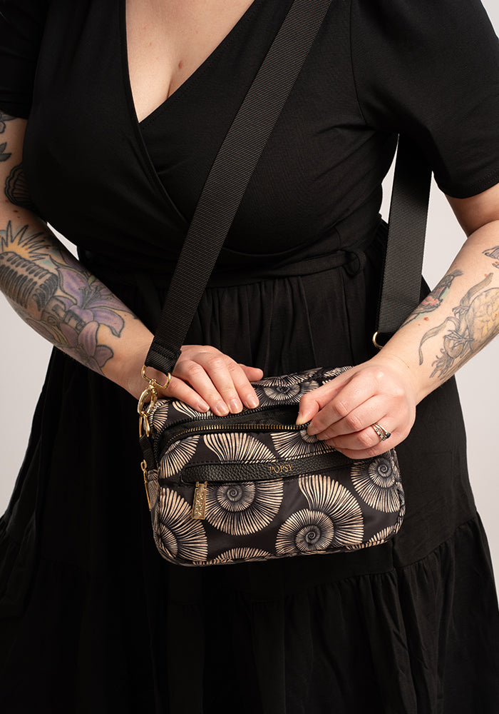 Fossil Print Cross Body Bag