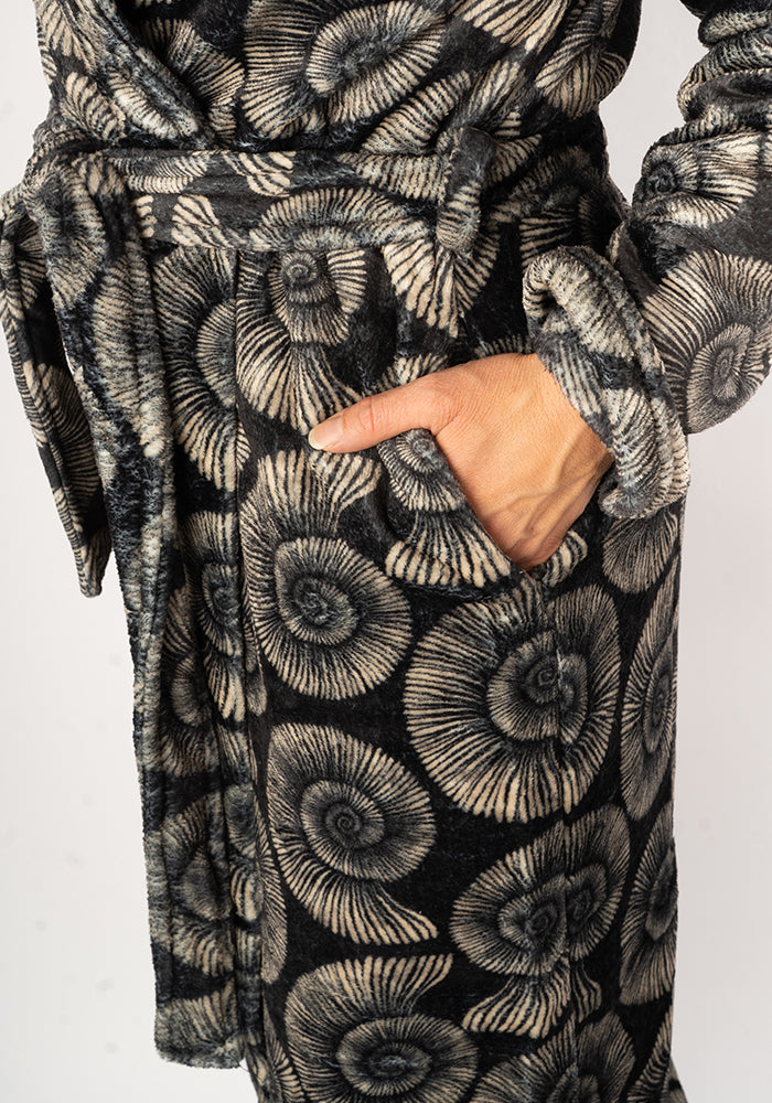 Third angle of Fossil Print Dressing Gown