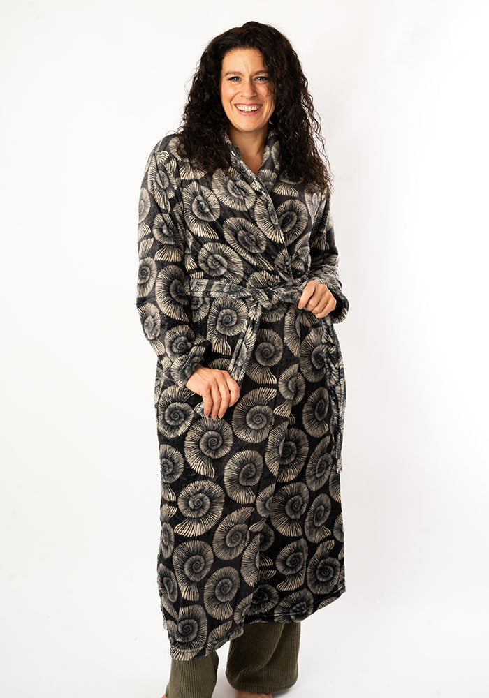 Front view of Fossil Print Dressing Gown