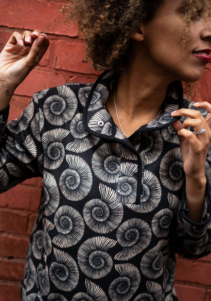 Third angle of Fossil Print Fleece Top