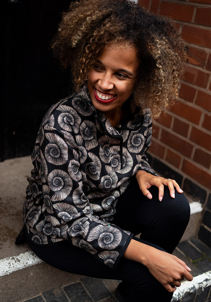 Sixth angle of Fossil Print Fleece Top