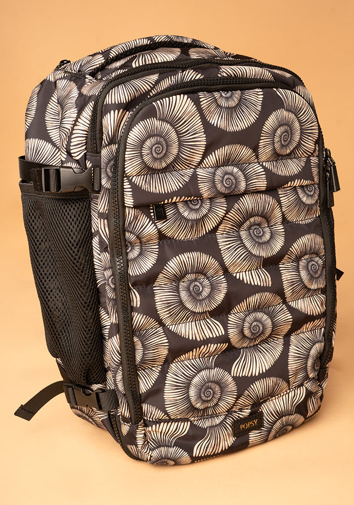 Twelfth angle of Fossil Print Cabin Bag, cabin bag with stylish fossil inspired pattern.
