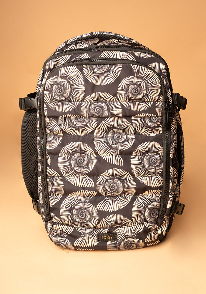 Fourth angle of Fossil Print Cabin Bag, cabin bag with stylish fossil inspired pattern.