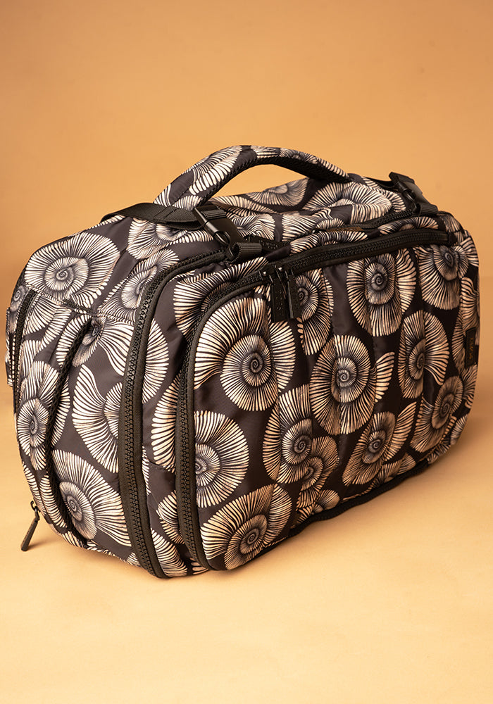 Seventh angle of Fossil Print Cabin Bag, cabin bag with stylish fossil inspired pattern.