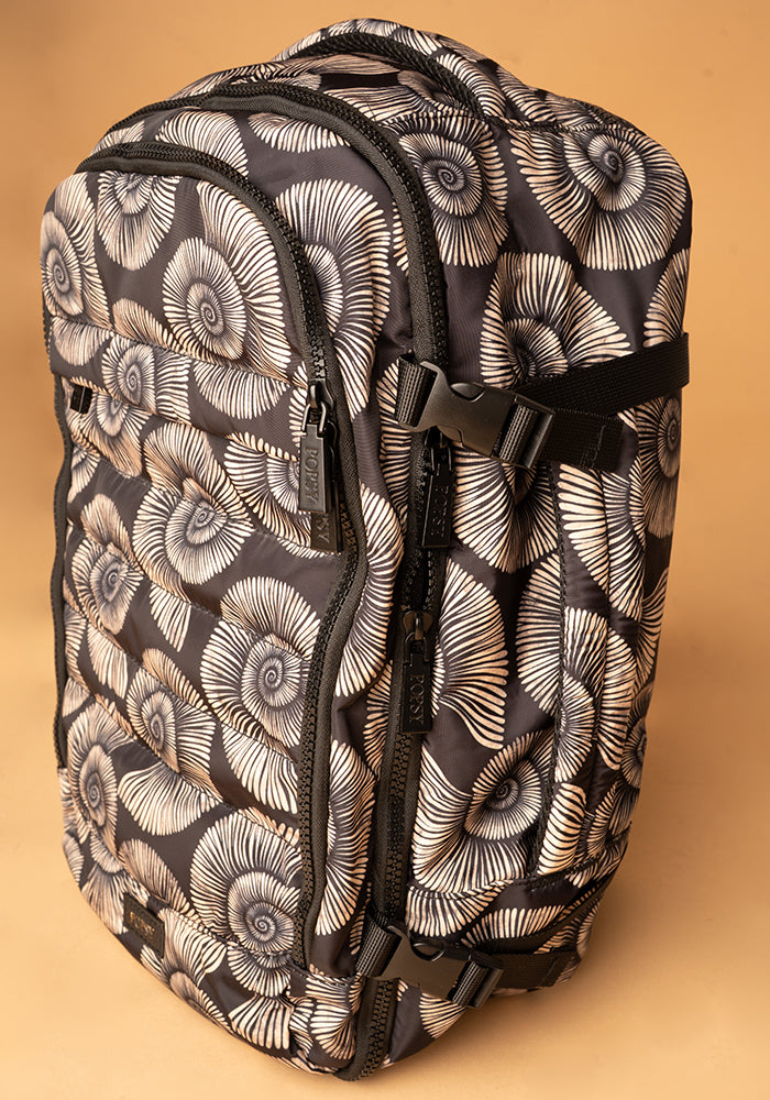 Front view of Fossil Print Cabin Bag, cabin bag with stylish fossil inspired pattern.