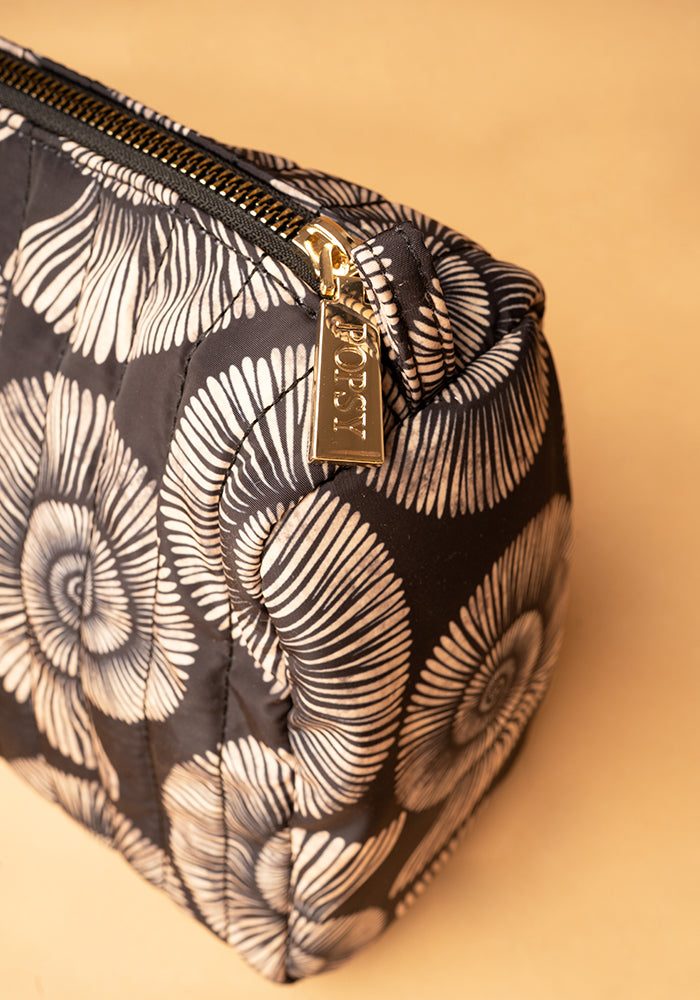 Fossil Print Quilted Popsy Makeup Bag