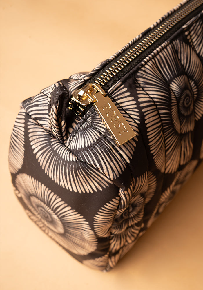 Fossil Print Quilted Popsy Makeup Bag