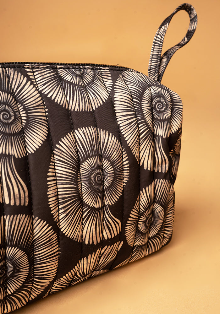 Fossil Print Quilted Popsy Makeup Bag