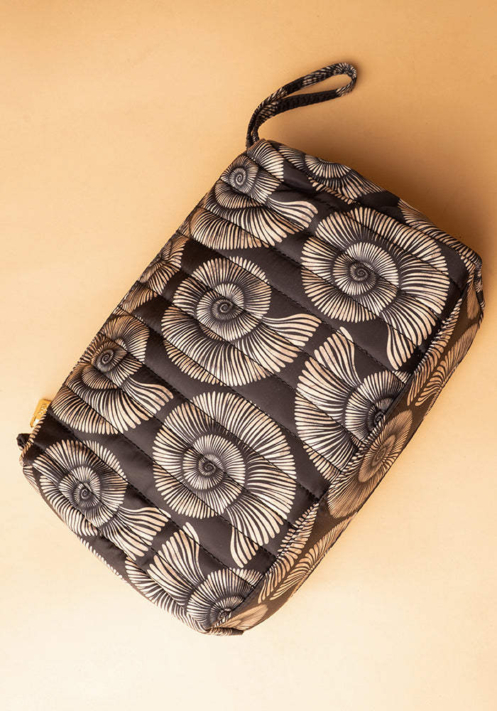 Second angle of Fossil Print Quilted Makeup Bag