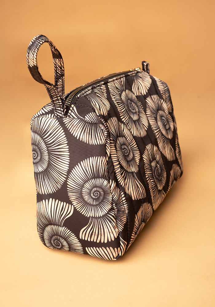 Third angle of Fossil Print Quilted Makeup Bag