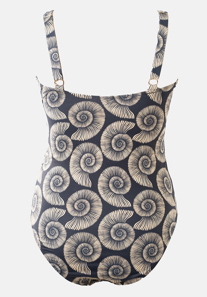 Popsy Fossil Print Side Ruched Swimsuit