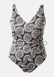 Popsy Fossil Print Side Ruched Swimsuit