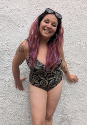 Popsy Fossil Print Side Ruched Swimsuit