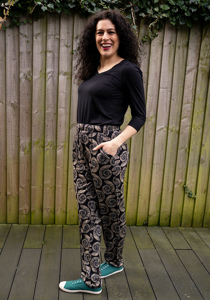 Taylen Fossil Print Viscose Harem Pants