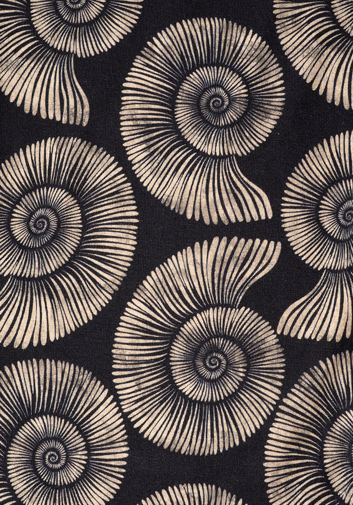 Second angle of Ammonite Fossil Print Tie Waist Viscose Dress